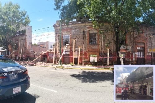 Tras advertencia no hay engaño; fachada de vieja casa en Toluca se colapsa